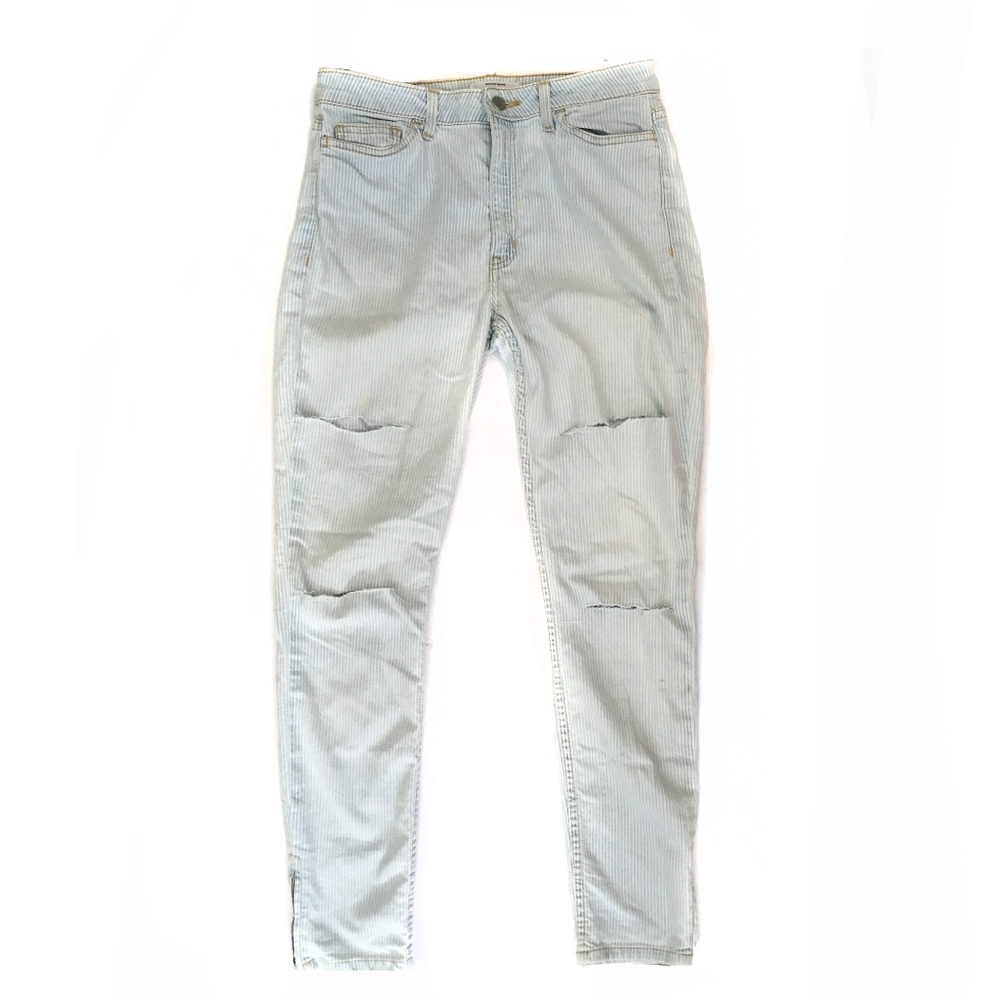 American Apparel Light Pinstripe Ripped Jeans